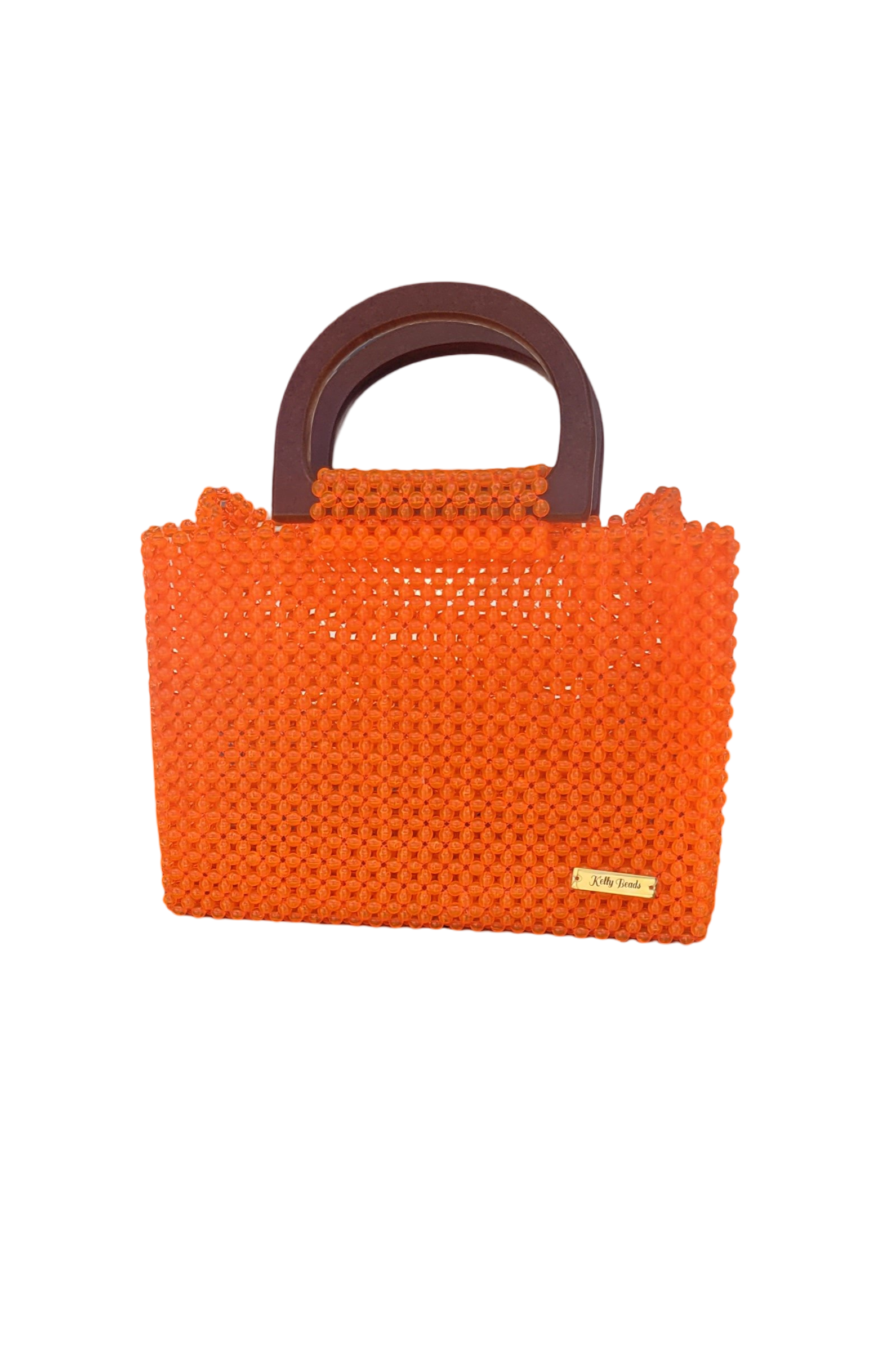 Handcrafted Beaded Tote with Wooden Handles