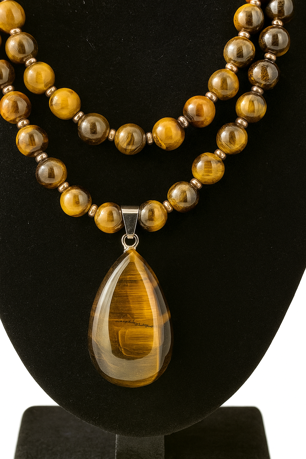 Protection and Strength Necklace - Tiger's Eye, Lava Stone & Sterling Silver